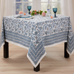 Hand Block Print Tablecloth 70" Square