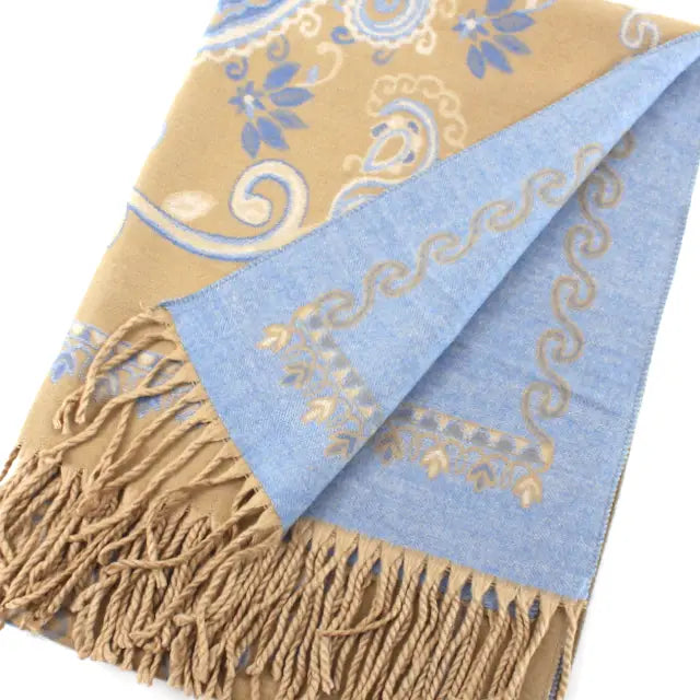 Beige Artisan Vine Reversible Scarf
