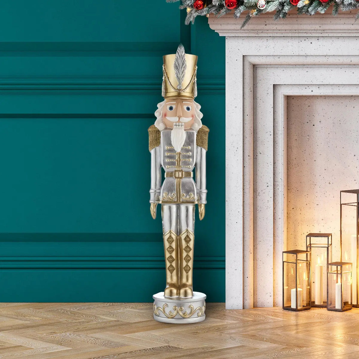 Gold and White Large Decorative Nutcracker