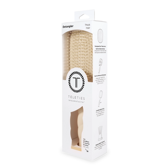 Teleties Cream Hairbrush for Thick Hair