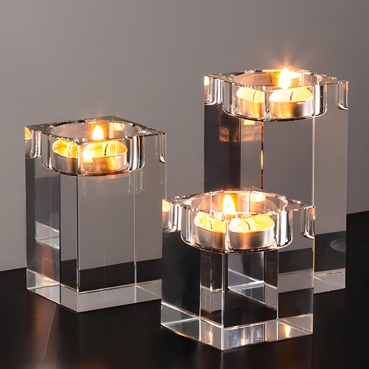 Crystal Candle Holders Square 4 in