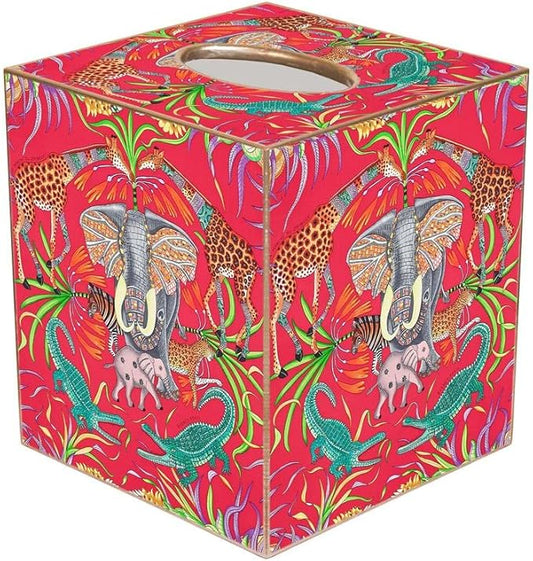 Pink Jungle Paper Mache Tissue Box Cover