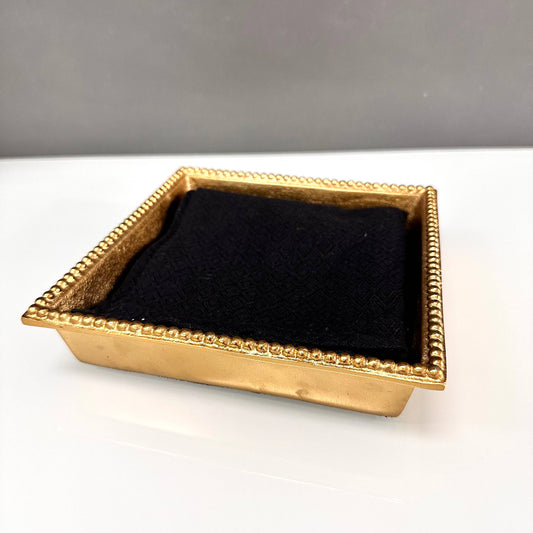 Textured Gilded Aluminum Beaded Border Lunch Napkin Box
