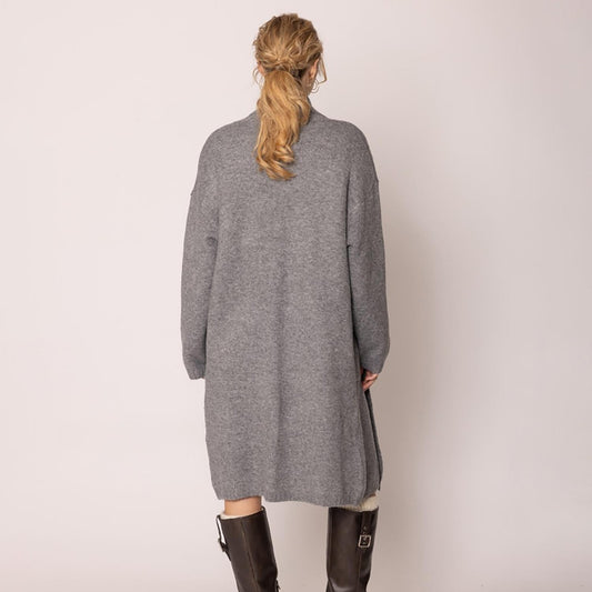 Soft Knit Long Gray Cardigan