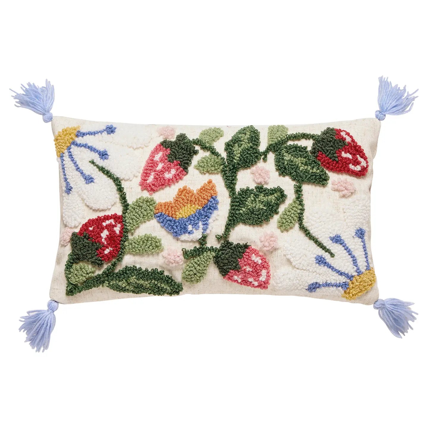 Strawberry Garden Tufted Hook Lumbar Pillow