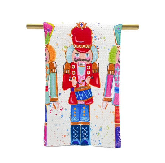 Colorful Nutcrackers Tea Towel - Christmas Hand Towel