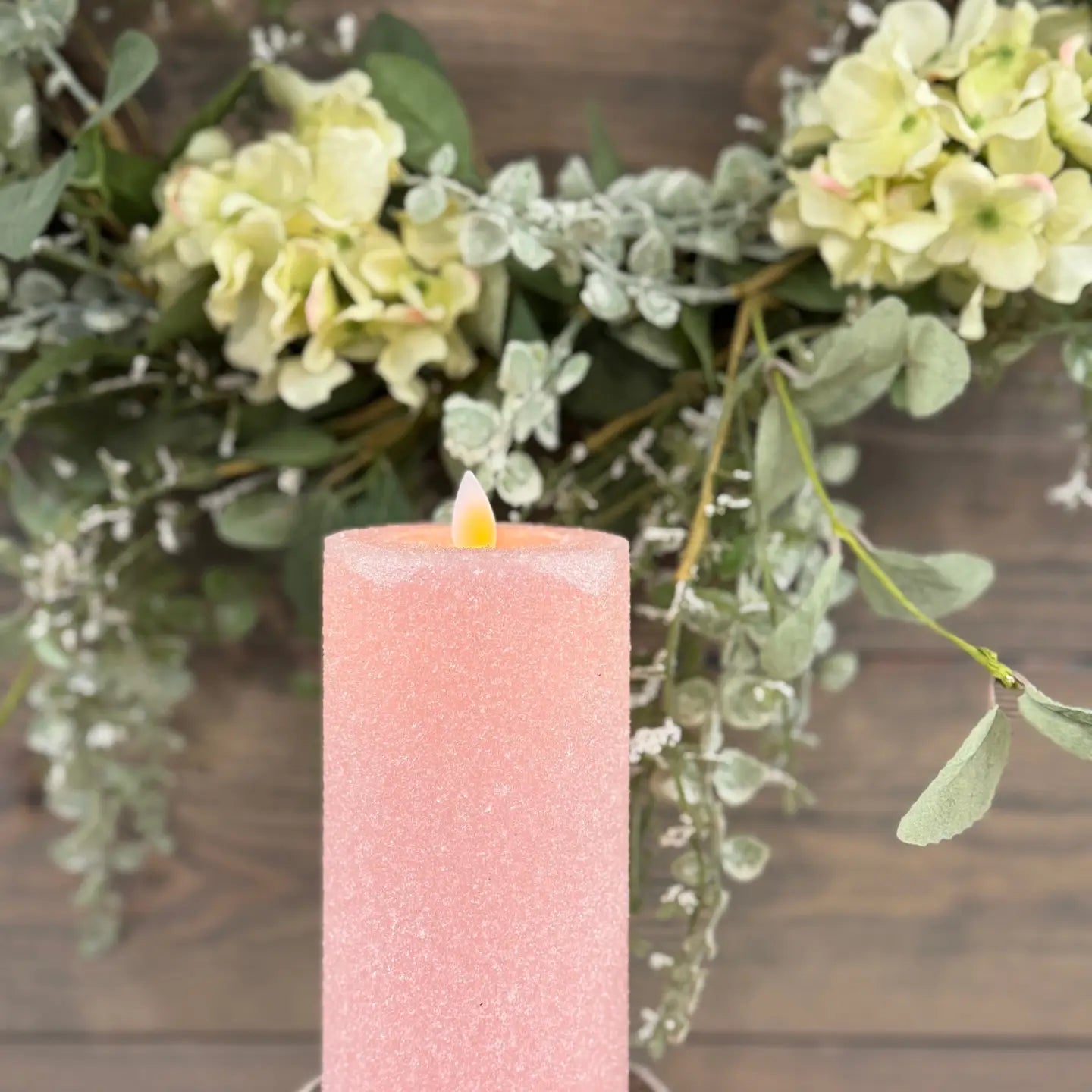 Pink Frosted Moving Flame Led Candle
