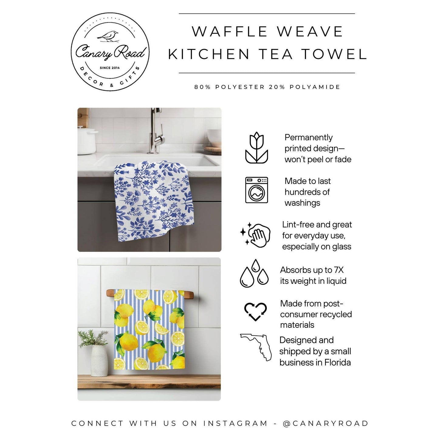 Pumpkin & Fall Leaves Waffle Weave Kitchen Towel Autumn