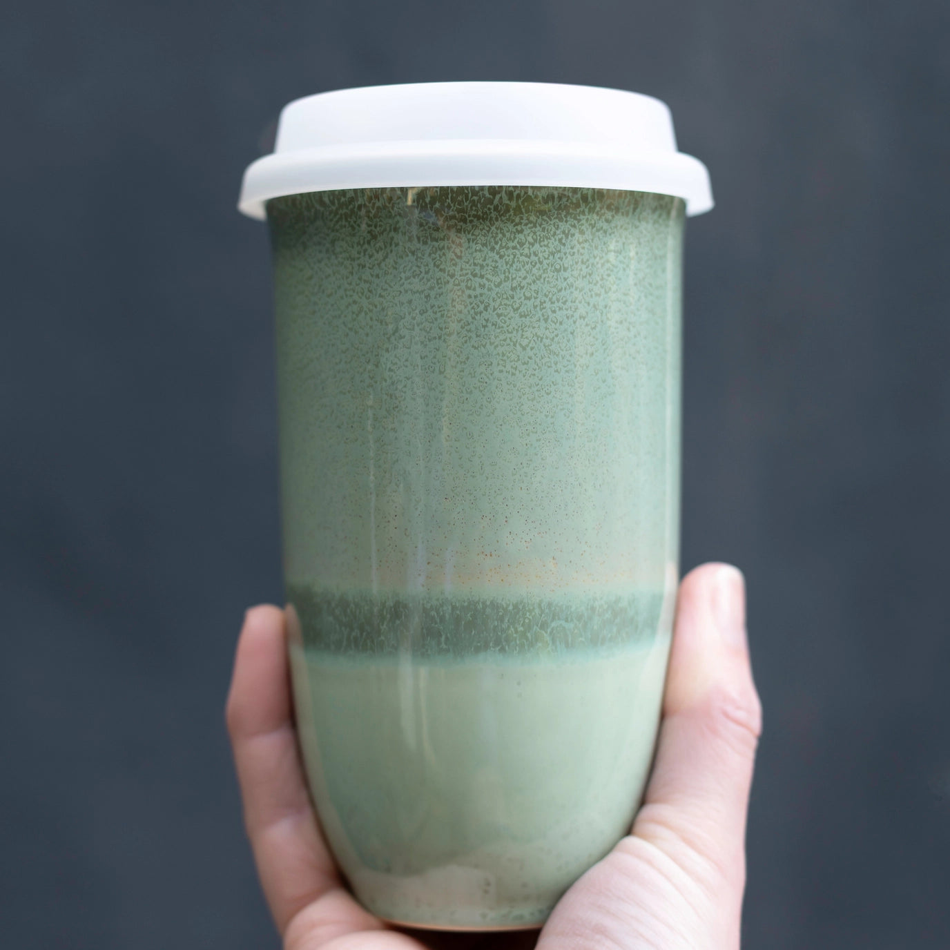 Green Ceramic Travel Mug 16 oz
