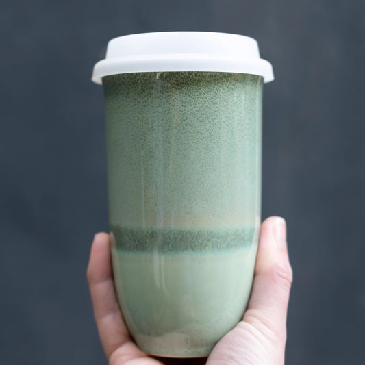 Green Ceramic Travel Mug 16 oz