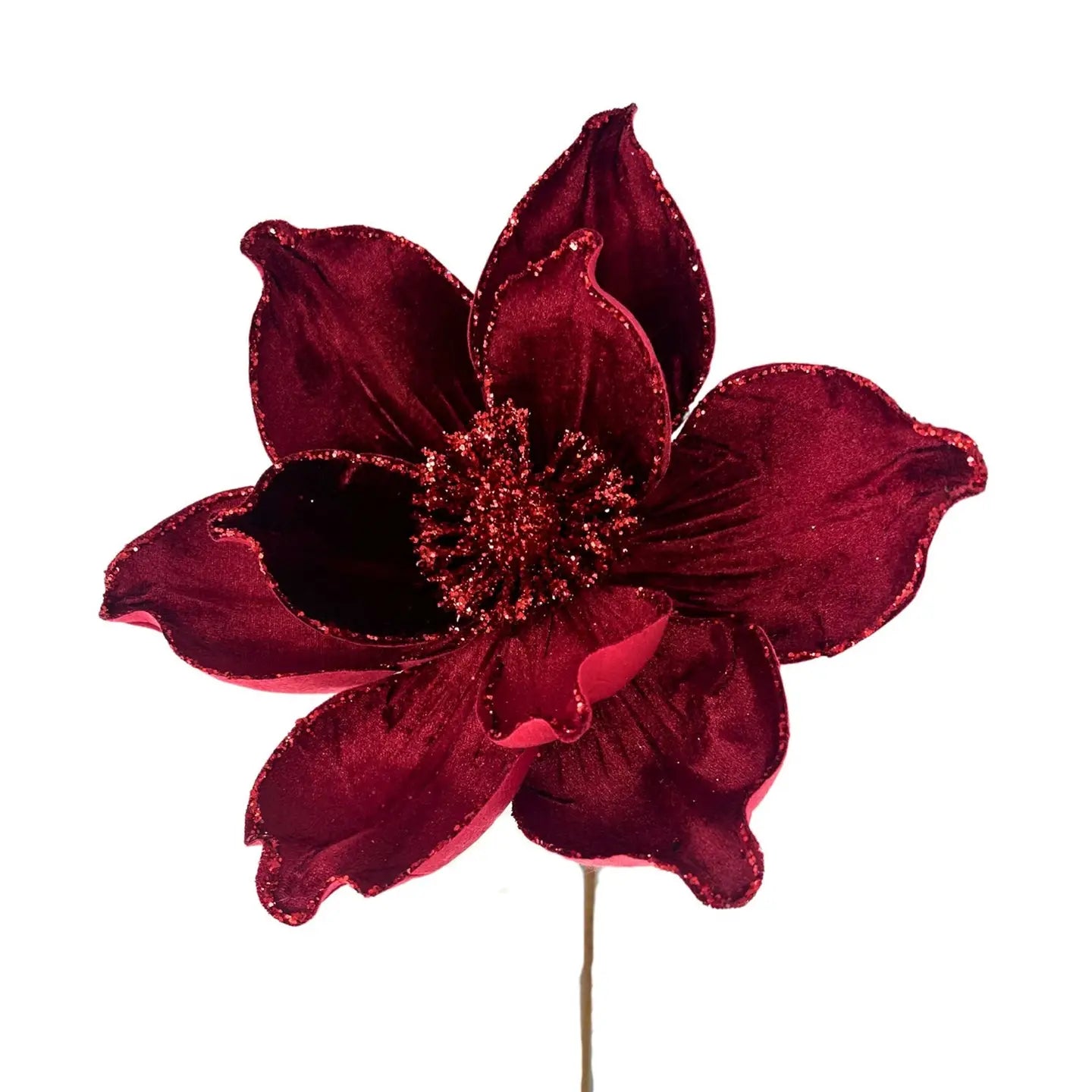Deep Red Velvet Magnolia Stem