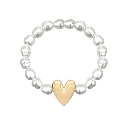 Gold Heart Pearl Bracelet