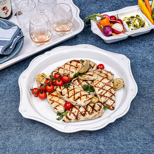 Berry & Thread Melamine 17 inch Platter - Whitewash