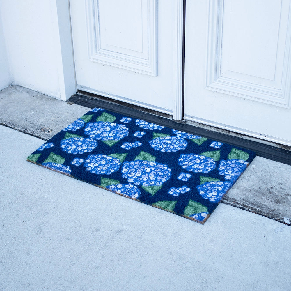 Hydrangea Coir Doormat Royal/Green/Blue 18x30