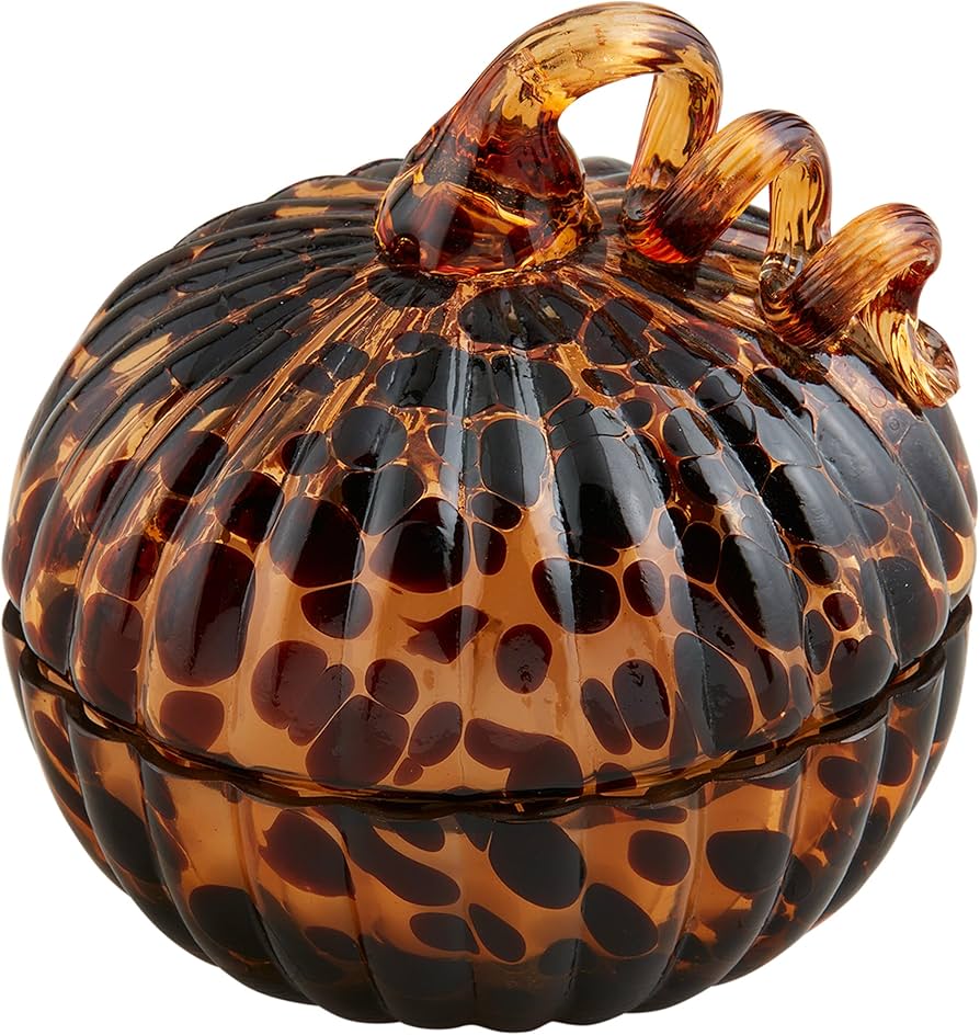 Round Tortoise Pumpkin Glass Candle
