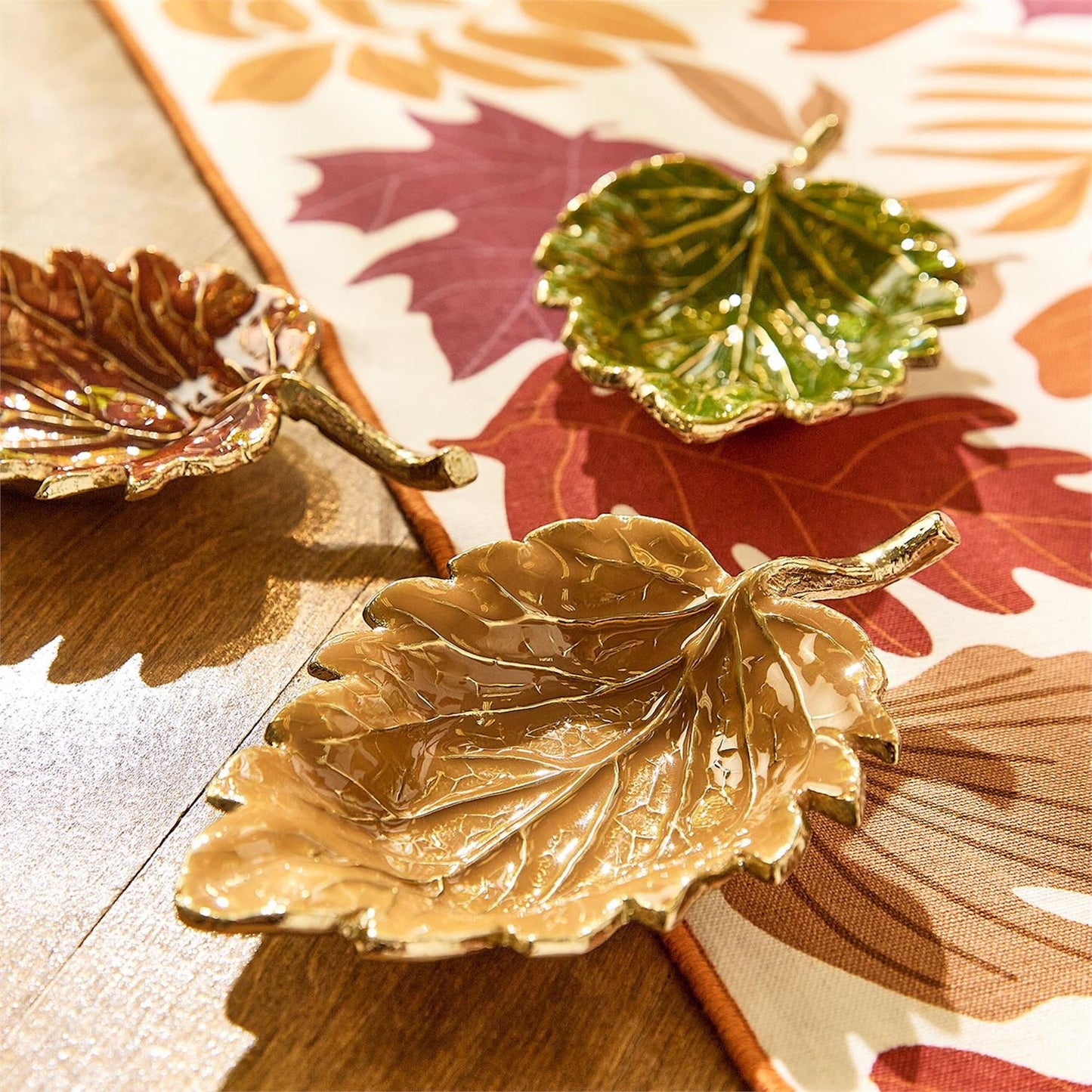 Autumn Allure Enameled Leaf Trays