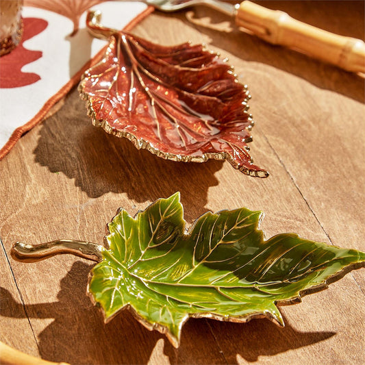 Autumn Allure Enameled Leaf Trays