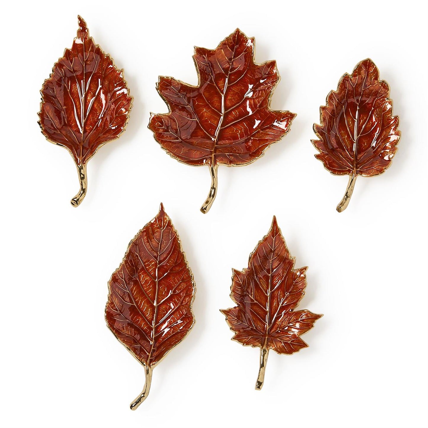 Autumn Allure Enameled Leaf Trays