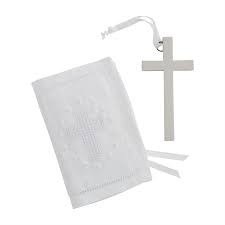 Bible Cover with Pocket Size New Testament & Nickel Plated Engravable Cross