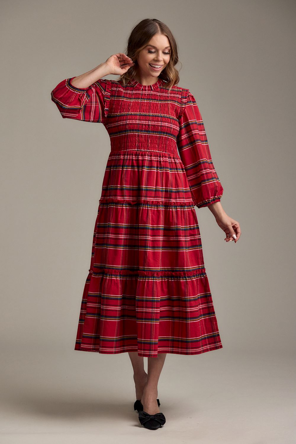 Walton Plaid Midi Dress