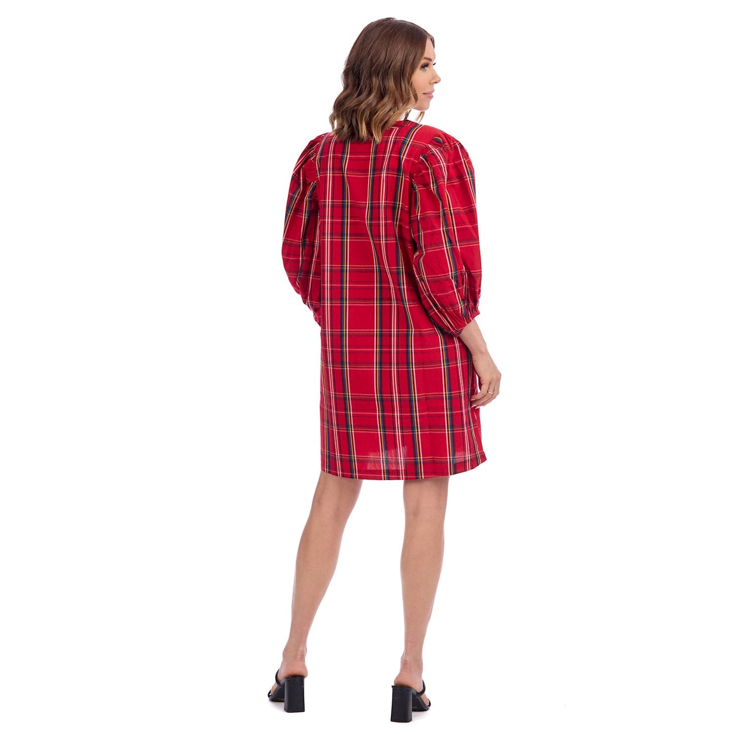 Red Babs Balloon Sleeve Dress