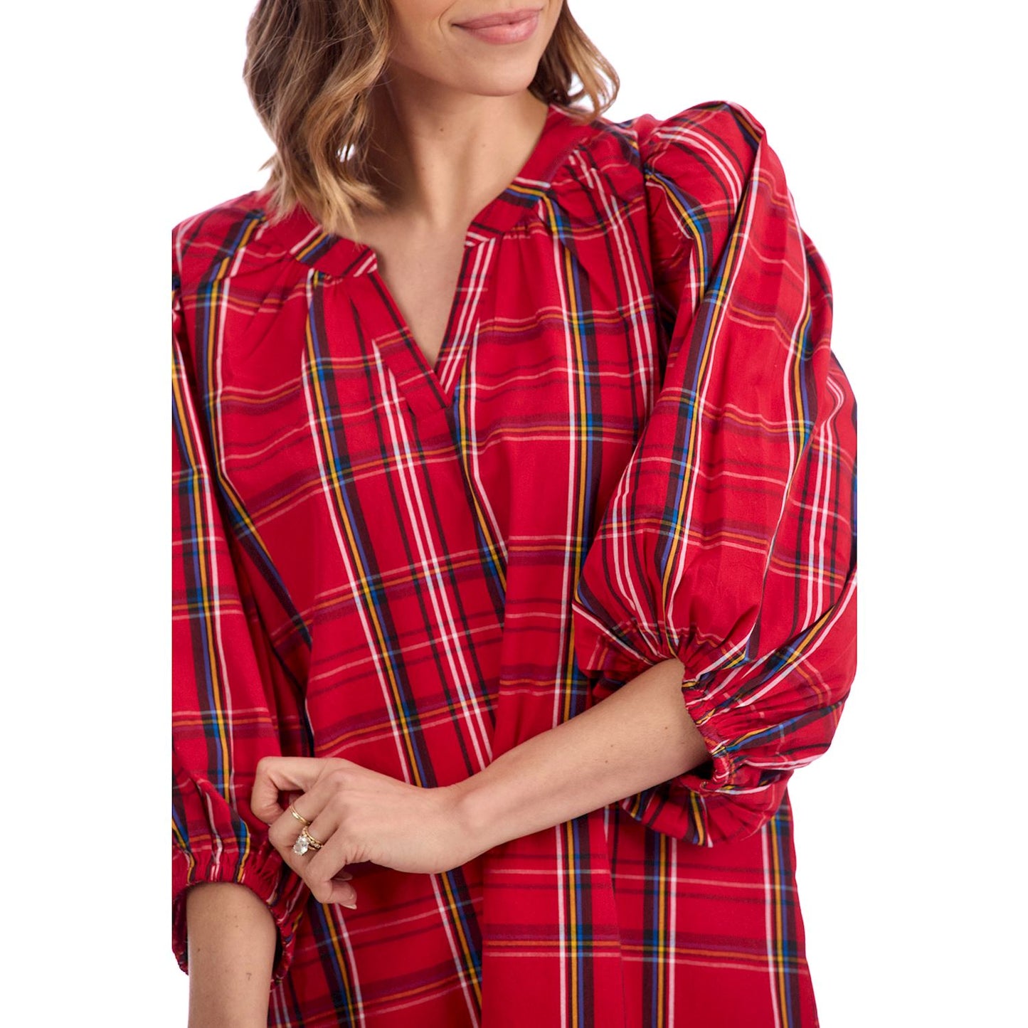 Red Babs Balloon Sleeve Dress