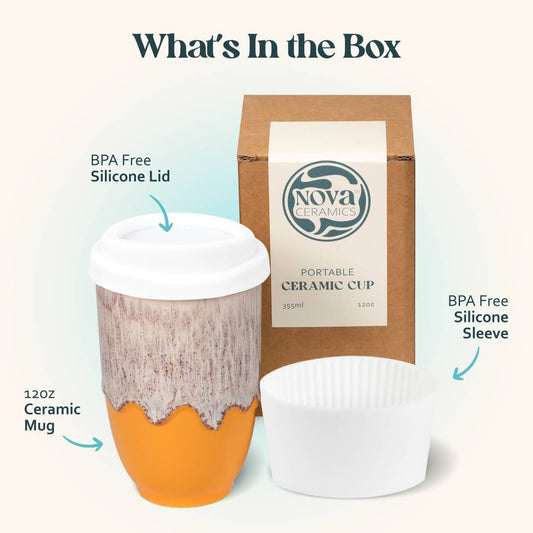 Grapefruit 12oz Ceramic Travel Mug – Reusable & Stylish