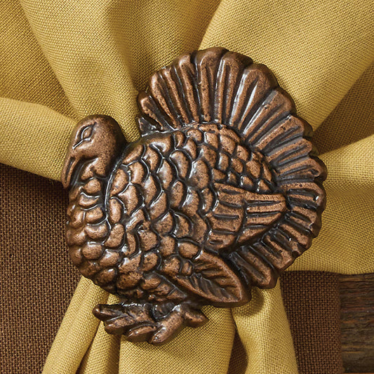 Set of 4 Hammered Turkey Napkin Ring