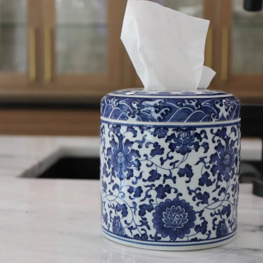 The Marlo Tissue Vessel  Blue Chinosierie