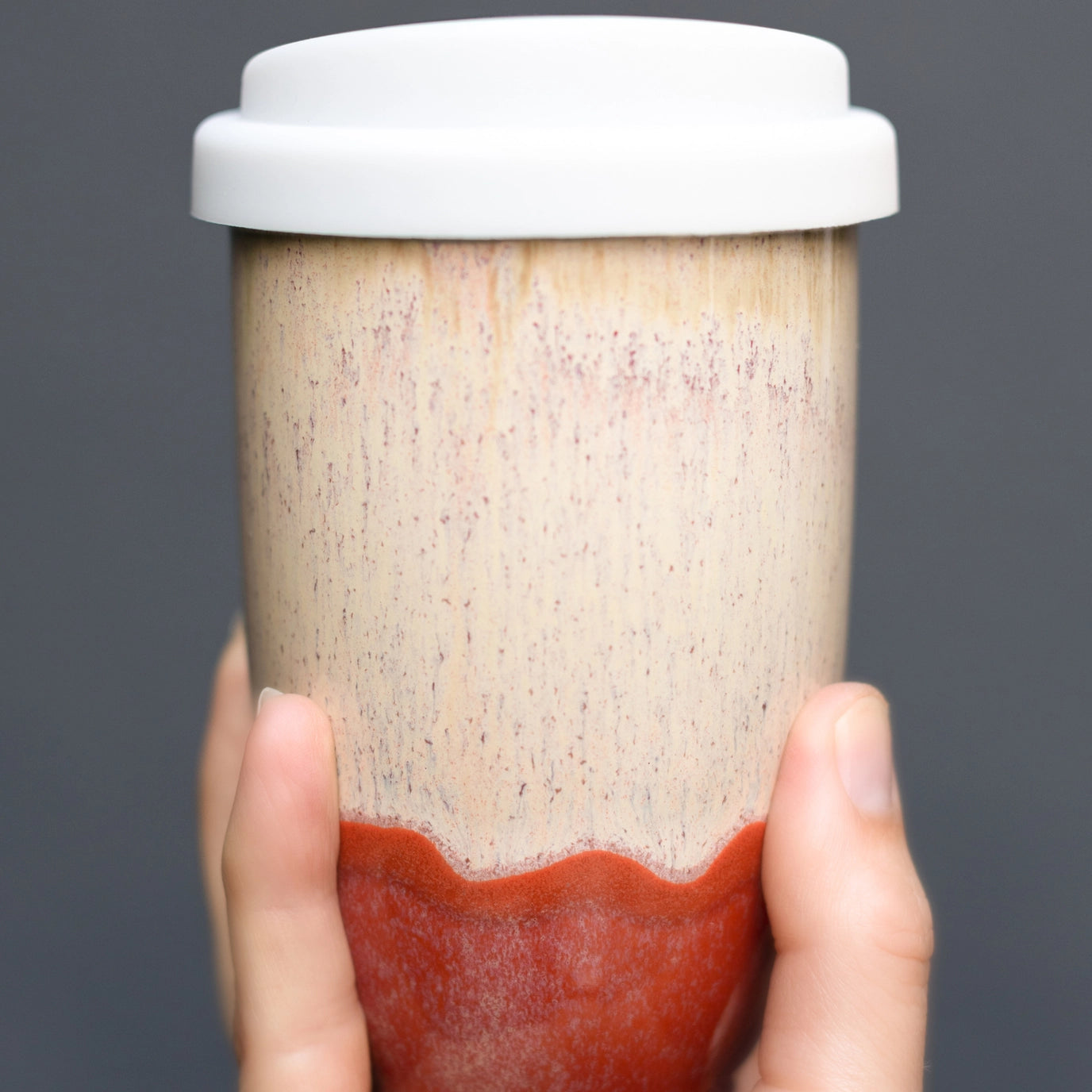 Beige Ceramic Travel Mug 12 oz