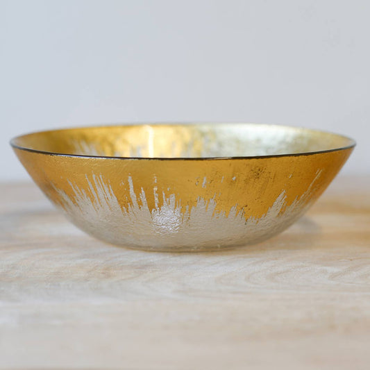Glass Serving Bowl with Gold border