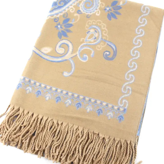 Beige Artisan Vine Reversible Scarf