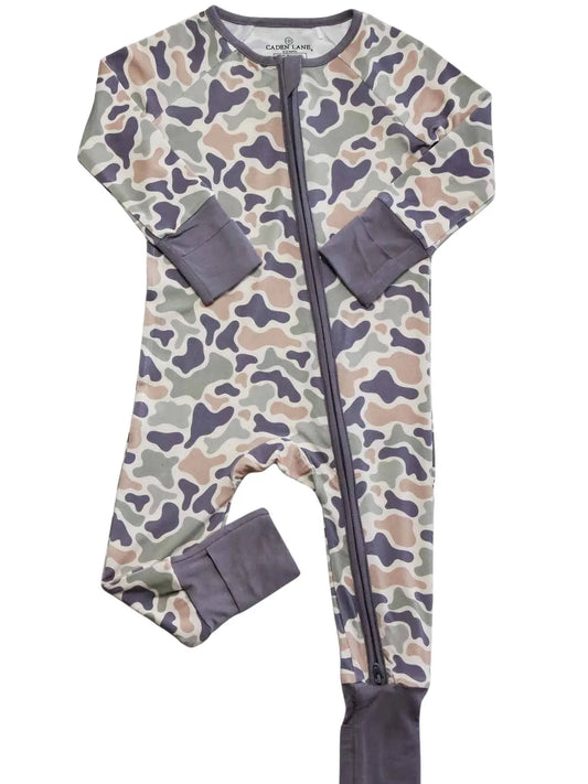 Convertible Bamboo Zip Romper | Camo Cutie