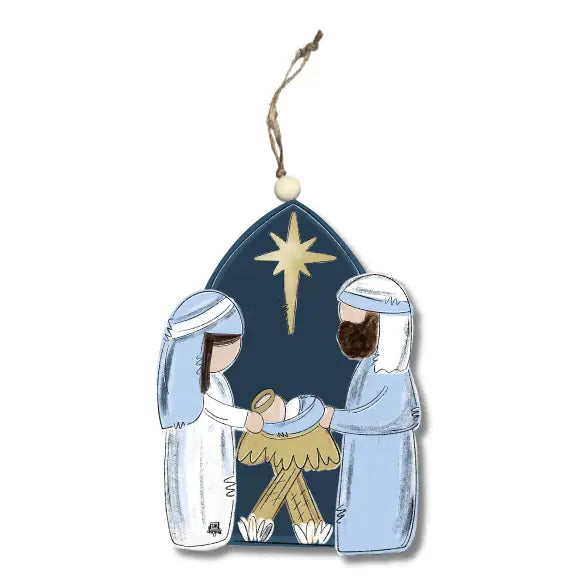 Blue and White Nativity Ornament