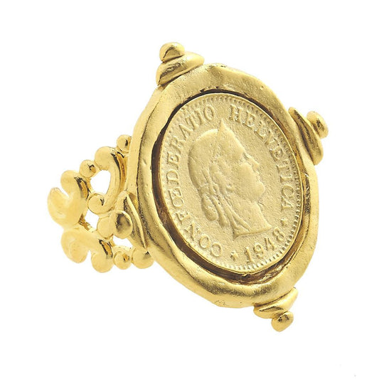 Susan Shaw Handcast Gold Coin Ring 9000CR