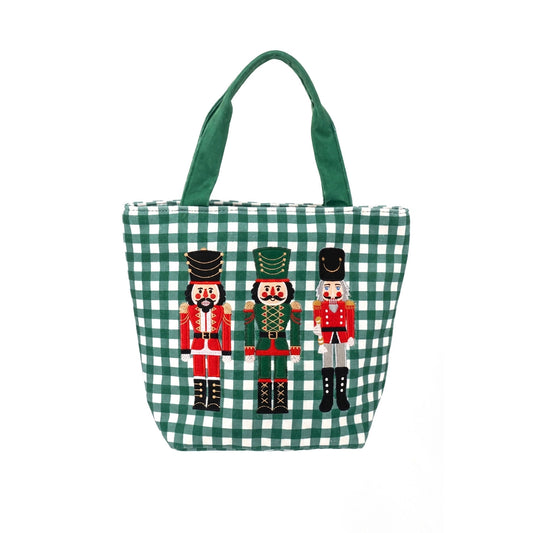 Holiday Gingham Tote Bags Green