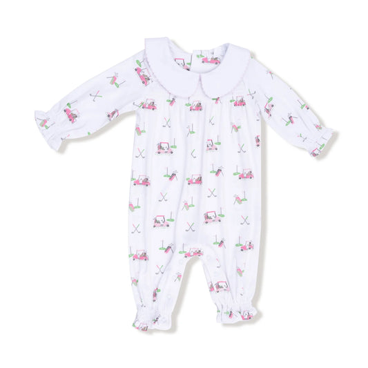 Baby Golf Carts - Pink - Smocked Romper