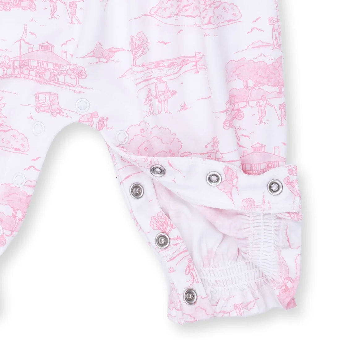 Golf Toile Pink Smocked Long Sleeve Romper