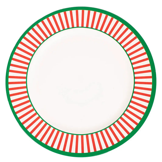 Christmas Stripe Charger White/Red/Green 13"