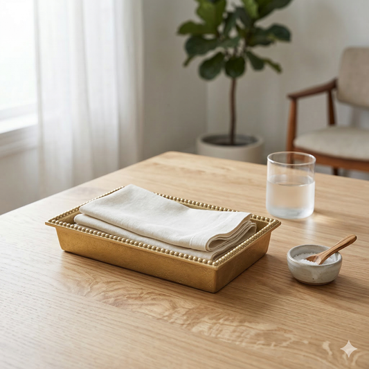 Gilded Dinner Napkin Box, Buffet Size