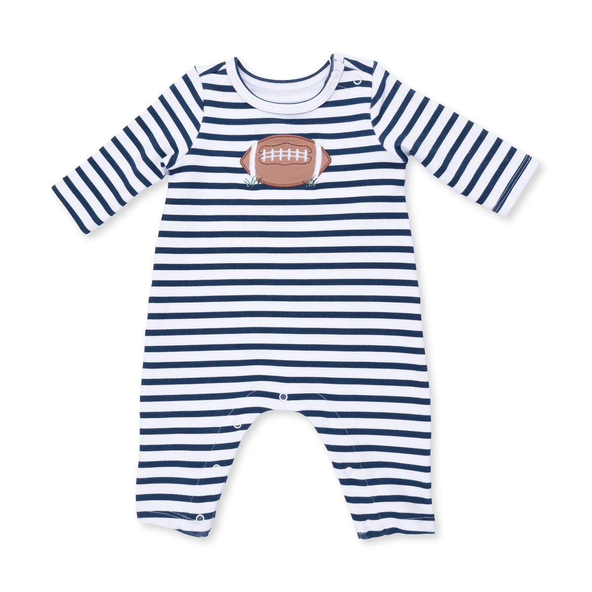 Football Navy Long Sleeve Snap Shoulder Romper