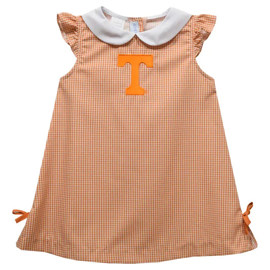 Tennessee Vols Embroidered Orange Gingham a Line Dress 6M