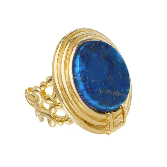 Susan Shaw Handcast Gold Round Ring with Blue Lapis 9961BL