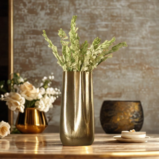 Tall Gold Sculpted Vase