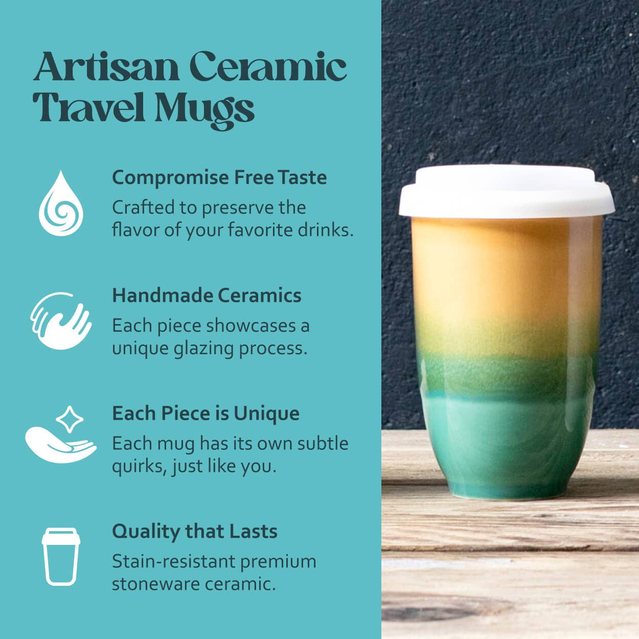 Savannah Ceramic Travel Cup 12oz | Reusable Coffee Cup