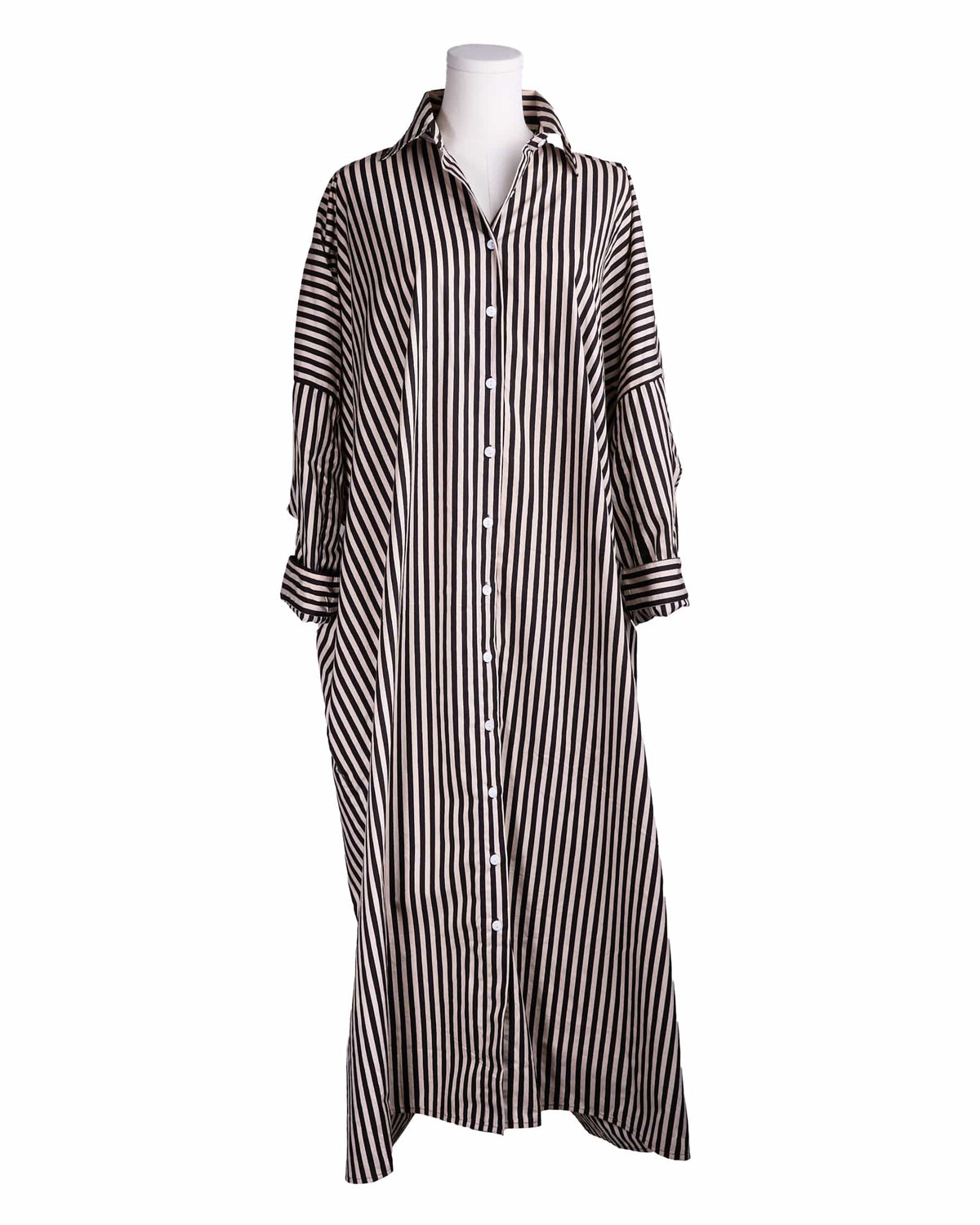 Colette Shirtdress in Black and Cream Stripe