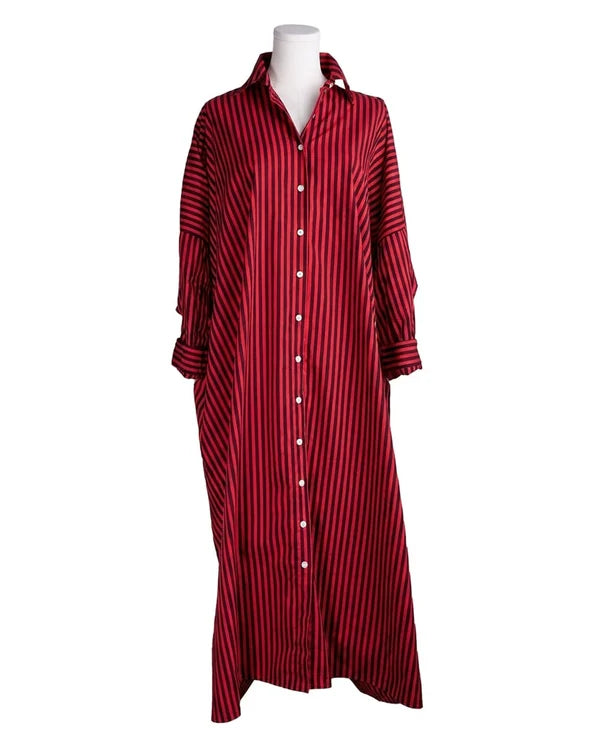 Colette Shirtdress In Port + Red Stripe