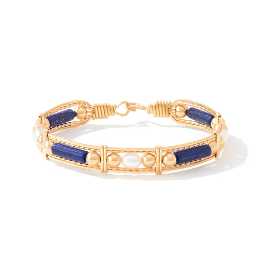 Color Your World Bracelet w/Beads and Pearls  - Lapis