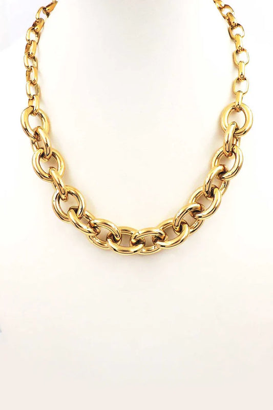 Stainless Steel Chunky Gold Chain 16"-18" Necklace