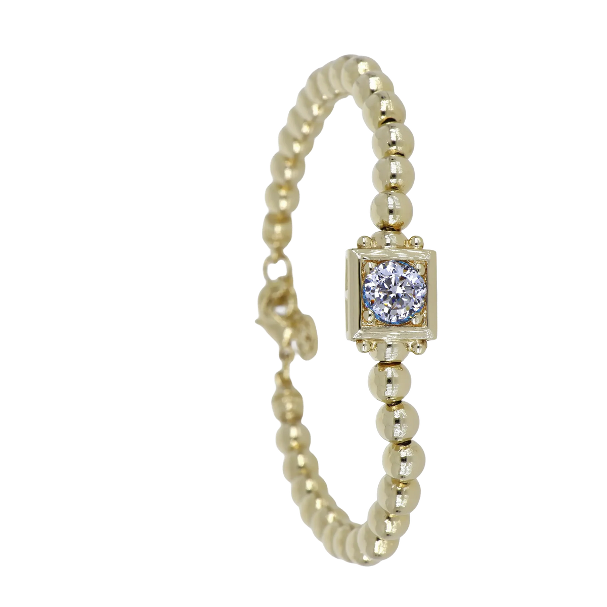 Beaded Collection 1 Stone Bracelet Gold 6.5"